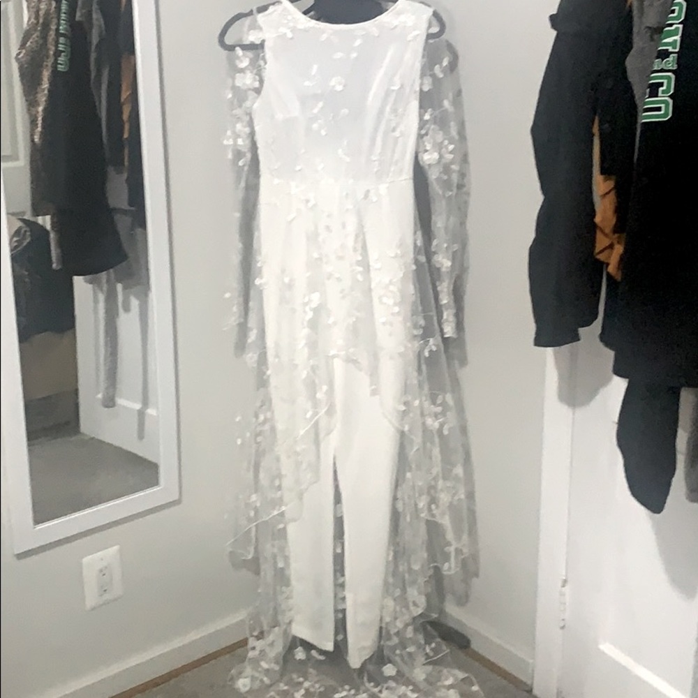 white lace pant jumpsuit